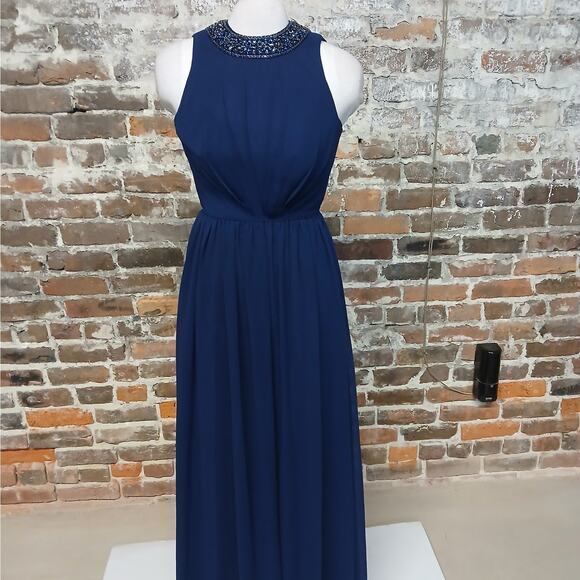 Mac Duggal Ieena Formal Evening Gown Size 2 Blue Dress Wedding Party Bridesmaid - Picture 5 of 12